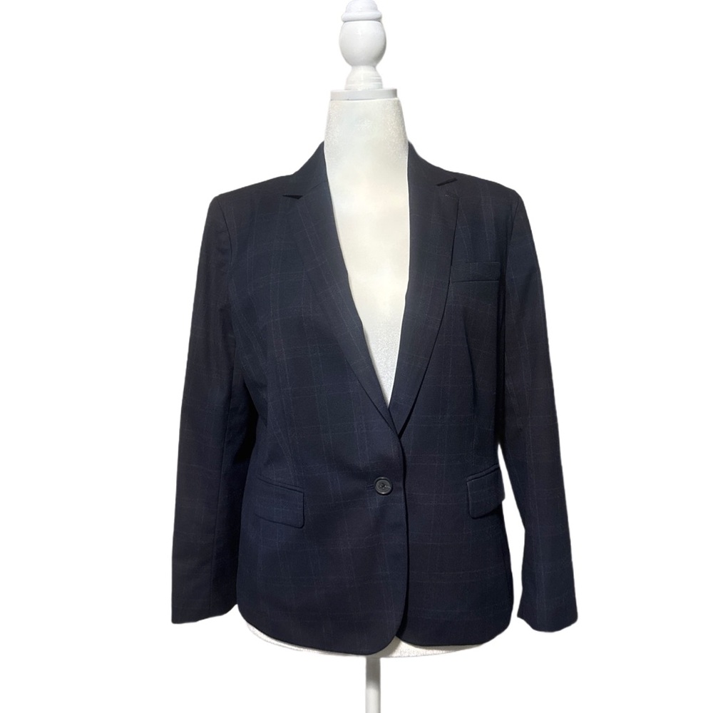 Ann Taylor Navy Blue with Periwinkle Pinstripe Blazer